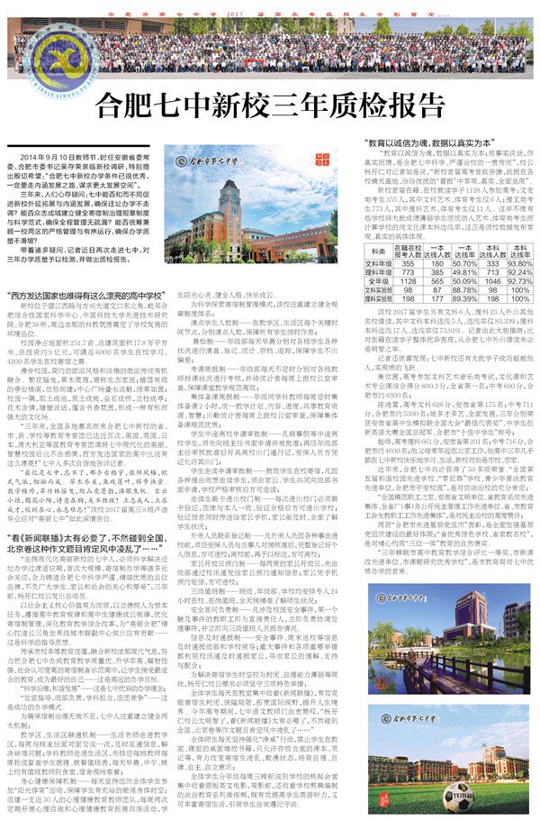 《新安晚报》等：合肥七中新校三年质检报告(图1)